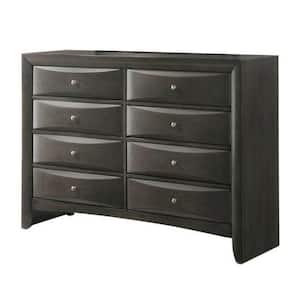 17 in. Gray 8-Drawer Wooden Dresser Without Mirror