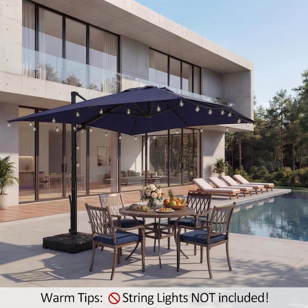10 ft navy patio umbrella Best Choice Products 10ft Offset Cantilever Hanging Market Umbrella, 8 Sturdy Ribs, Easy Adjustment Ideal for placing next to your favorite poolside chair or outdoor furniture Garden 10 ft Offset Cantilever