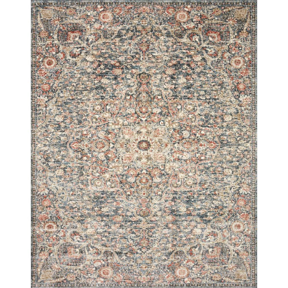 Loloi II Saban Blue and Spice Stain-Resistant Area Rug 7'-10" x 10'