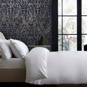 NEXT Majestic Damask Navy Removable Non-Woven Paste the Wall Wallpaper