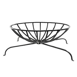 13 in. Tall x 32 in. L Black Oval Wrought Iron Basket Grate for Fireplace Logs