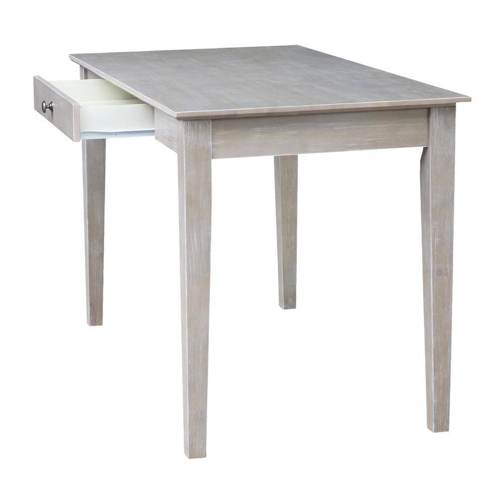 Transitional Solid Hardwood Home Office Desk with Drawer in Washed Gray Taupe