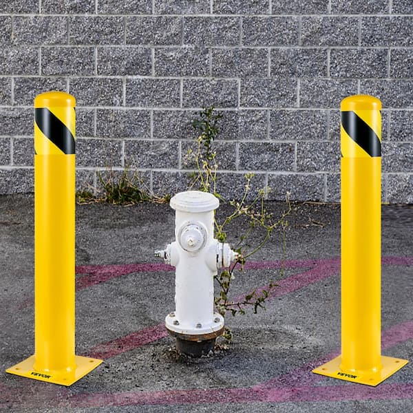 48 in. H Bollard Post 5.5 in. Dia Steel Pipe Safety Bollard Post Steel Safety Bollard with 8 Anchor Bolts