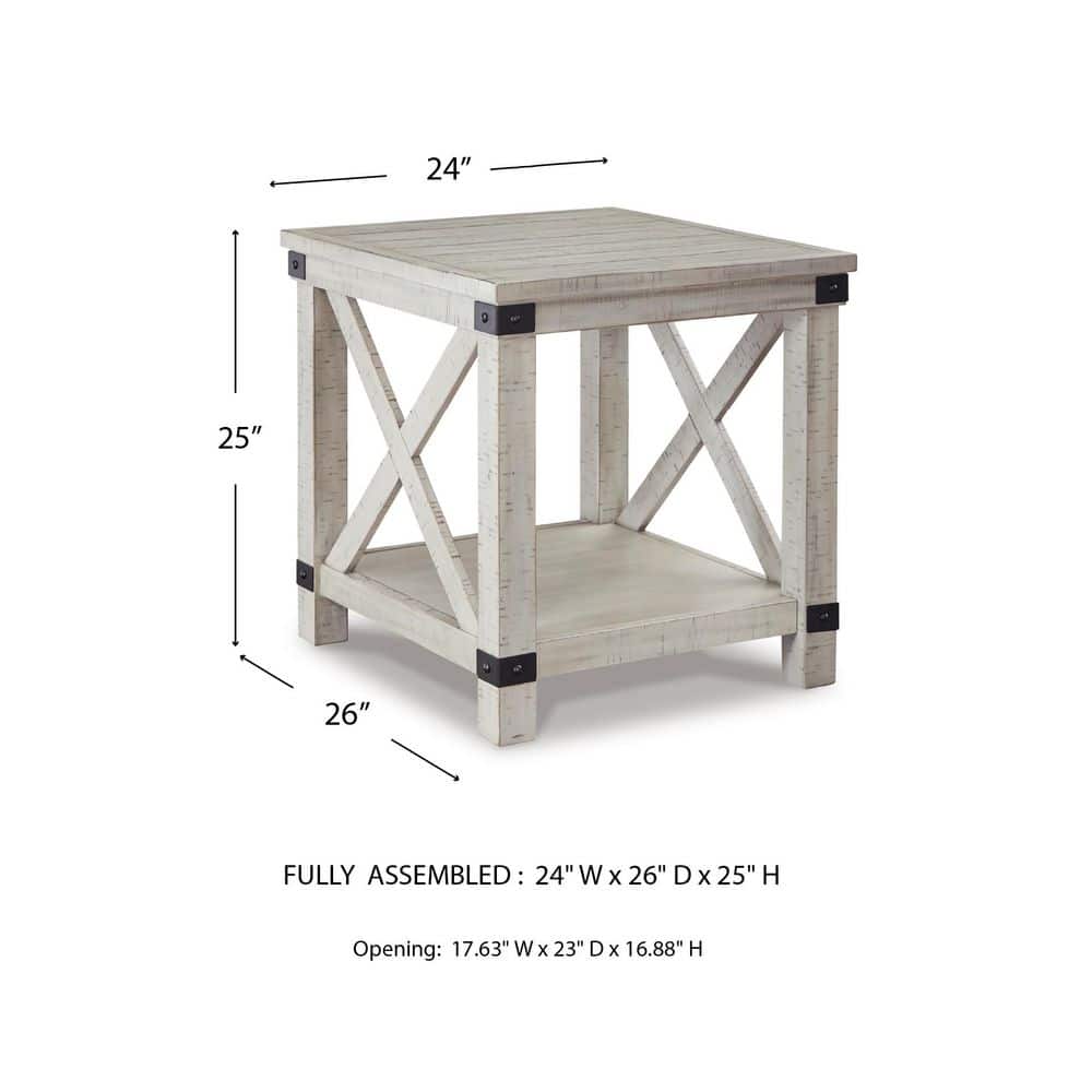 Carynhurst 24 in. White Rectangle MDF End Table with Lower Shelf - thumbnail 9