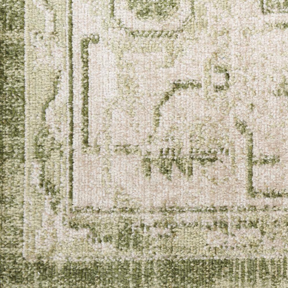 Ivory Green Floral Medallion Machine Washable Area Rug 8x10