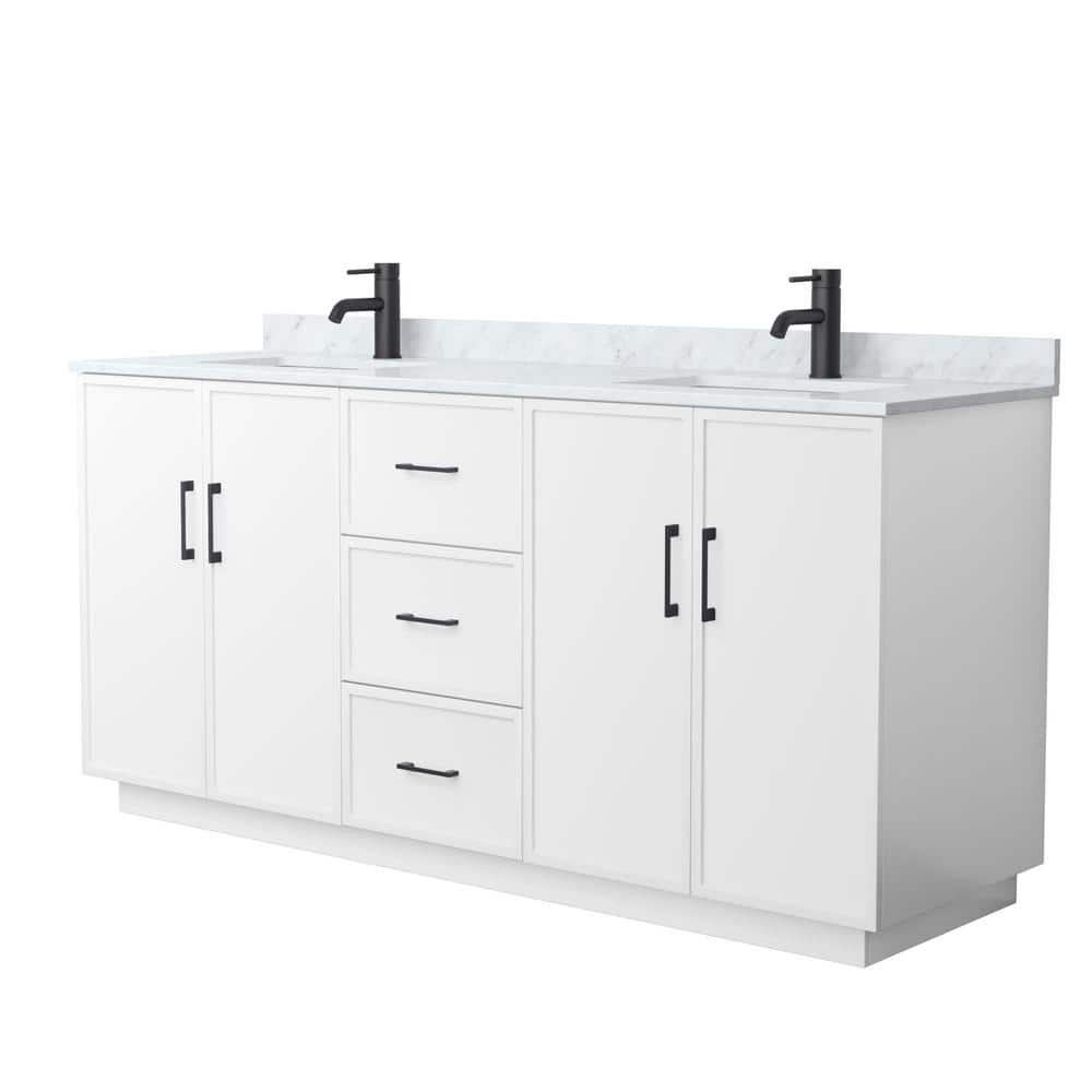 Elan TK 72 in. Double Freestanding White Bath Vanity with White Carrara Marble Top Unassembled price history on PriceWatchPro