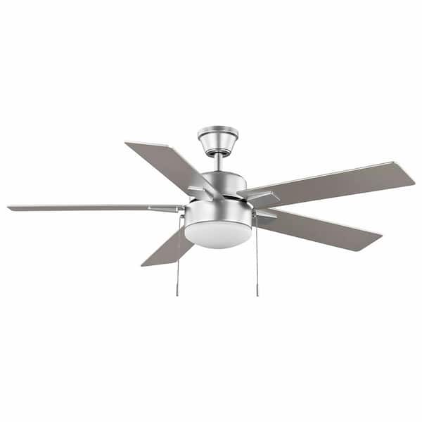 Photo 1 of ***light cover broken*** 52 in. Corwin Indoor/Outdoor Silver LED Ceiling Fan with Light Kit