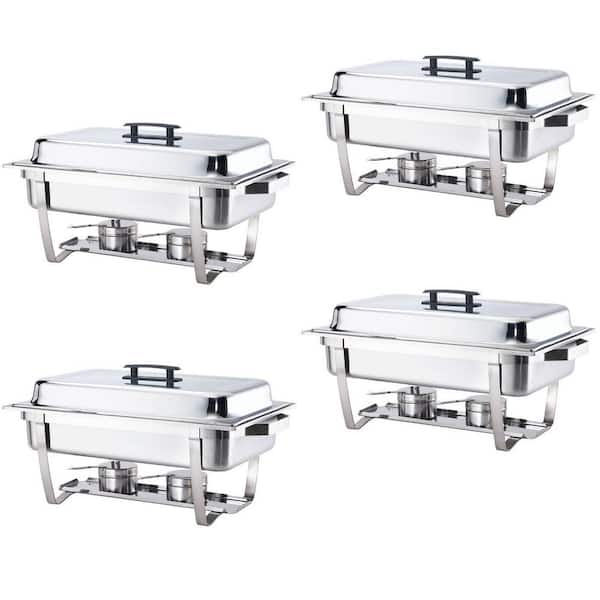 GASONE 8 Qt. Foldable Frame Stainless Steel Chafing Dish Buffet Chafer Complete (Set of 4)