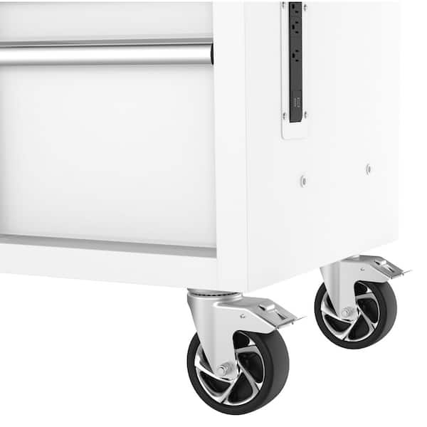 Husky Modular Tool Storage 52 in. W White Mobile Workbench Cabinet
