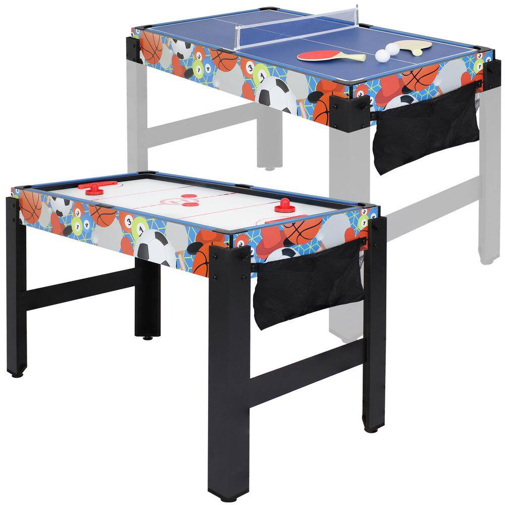 Multicolor 45-Inch 5-in-1 Multi-Game Table with Billiards, Foosball, Ping Pong, Hockey, and Basketball