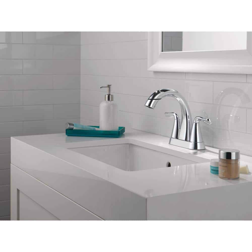 Chrome Dual Handle Pull-Down Bathroom Faucet with Sprayer
