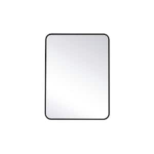 Timeless Home 24 in. W x 32 in. H x Modern Soft Corner Metal Rectangle Black Mirror