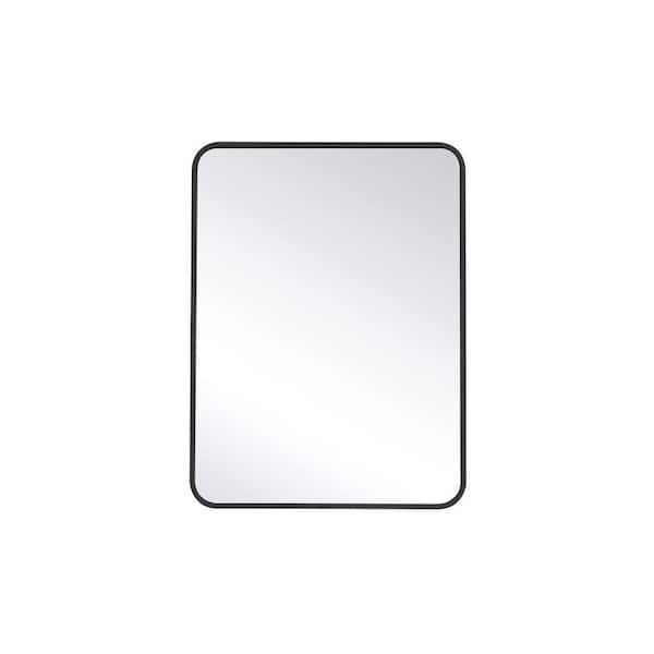Unbranded Timeless Home 24 in. W x 32 in. H x Modern Soft Corner Metal Rectangle Black Mirror