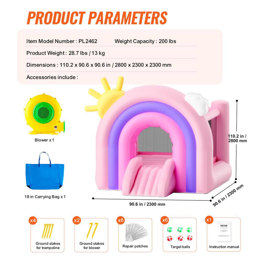Pink and Purple Inflatable Bounce House with Slide