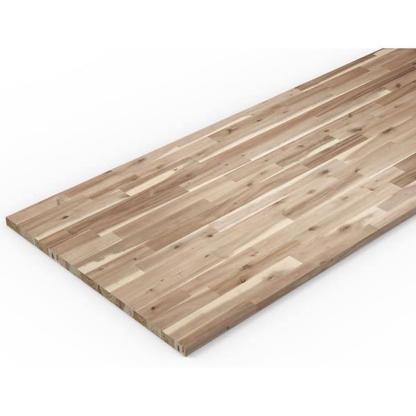 Interbuild 8 ft. L x 40 in. D x 1 in. T Unfinished Acacia Butcher Block Countertop Island with Square Edge