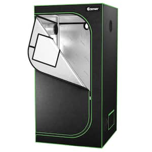 3 ft. x 3 ft. x 6 ft. Mylar Hydroponic Grow Tent with Observation Window & Floor Tray Black