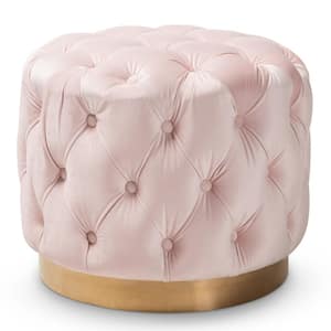 Valeria Light Pink and Gold Ottoman