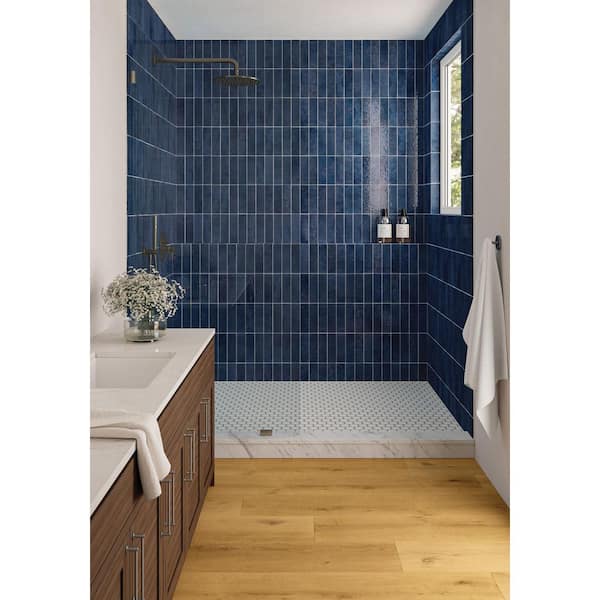 Bedrosians Cloe Subway Glossy Blue 2.5 in. x 8 in. Handmade-Look