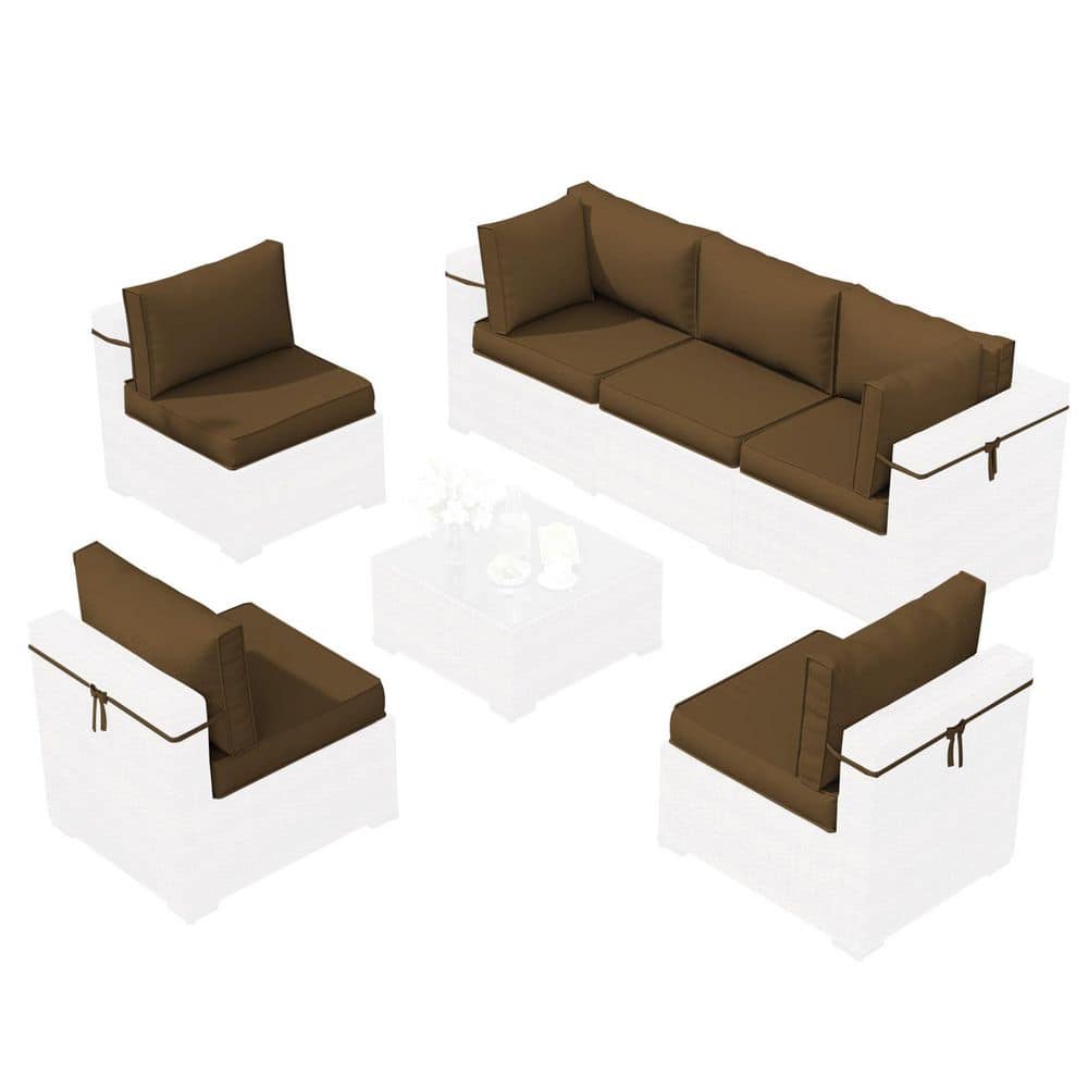 14-Piece Outdoor Sectional Replacement Cushions, 4 in. Thick Waterproof Patio Sofa Cushions for 6-Seat Set Coffee price history on PriceWatchPro
