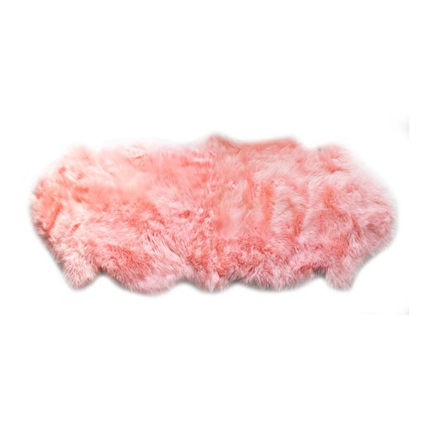 Super Area Rugs Genuine New Zealand Sheepskin Pelt 2 x 6 ft. Candy Floss Pink Runner Rug