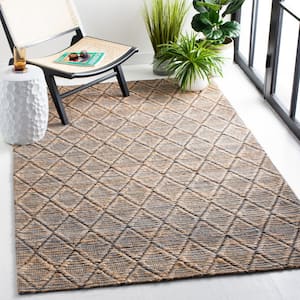 Natural Fiber Beige/Blue 4 ft. x 6 ft. Abstract Geometric Area Rug