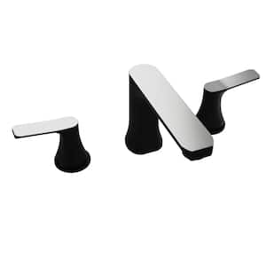 8 in. Widespread Bathroom 2-Handle 3-Hole Faucet with Pop-Up Drain in Matte Black and Brushed Nickel