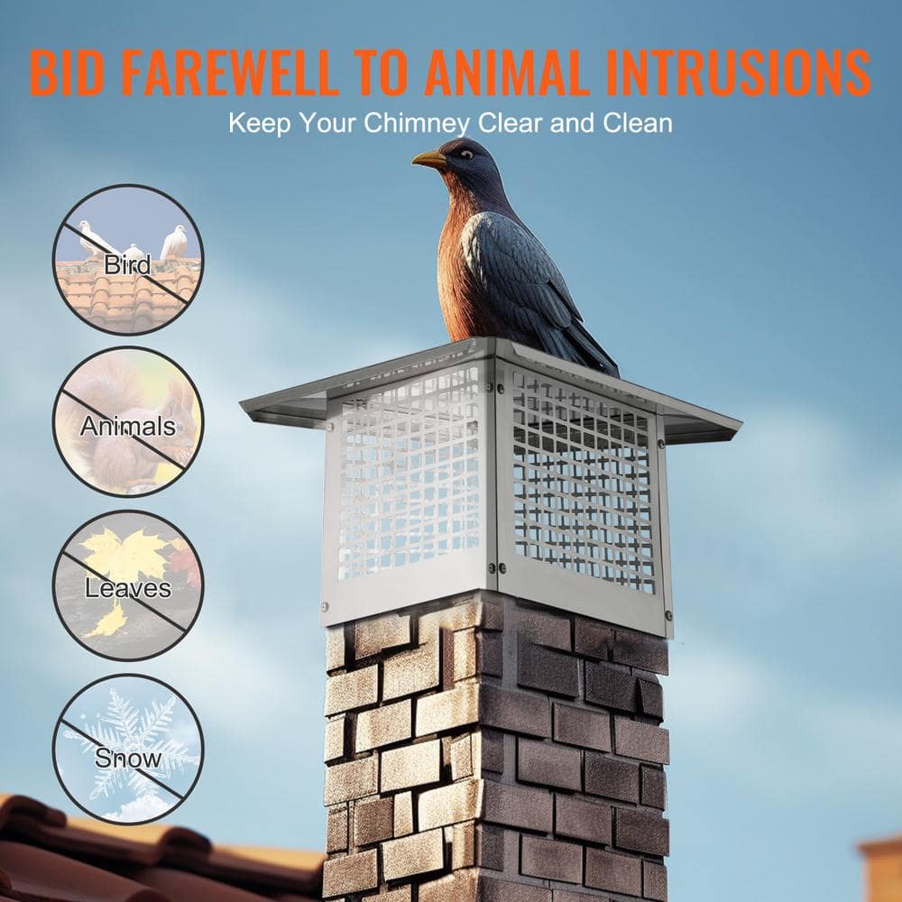 Stainless Steel Square Chimney Cap with Mesh Cover, 12" x 12"