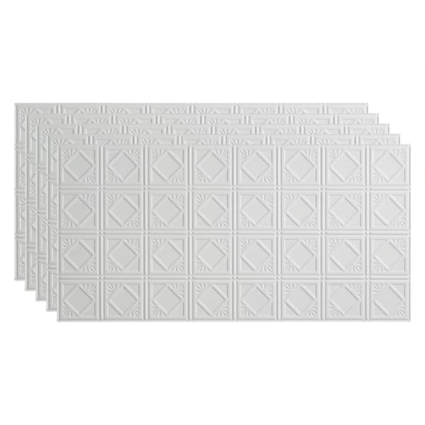 Fasade Traditional #4 2 ft. x 4 ft. Glue Up Vinyl Ceiling Tile in Gloss White (40 sq. ft.)