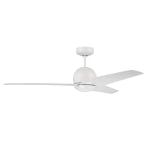 Nate 52 in. Indoor/Outdoor Dual Mount White Finish Ceiling Fan, Smart Wi-Fi Enabled Remote and Integrated LED Light