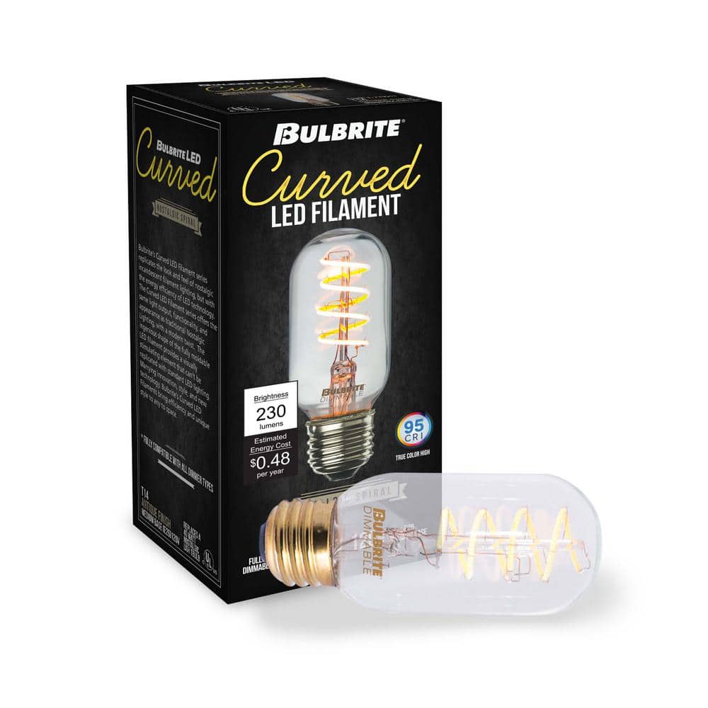 Amber Dimmable LED T14 Decorative Light Bulbs, 2 Pack