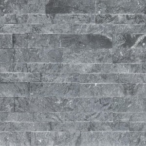 Glacial Grey Spliface Ledger Panel 6 in. x 24 in. Textured Marble Wall Tile (6 sq. ft./Case)