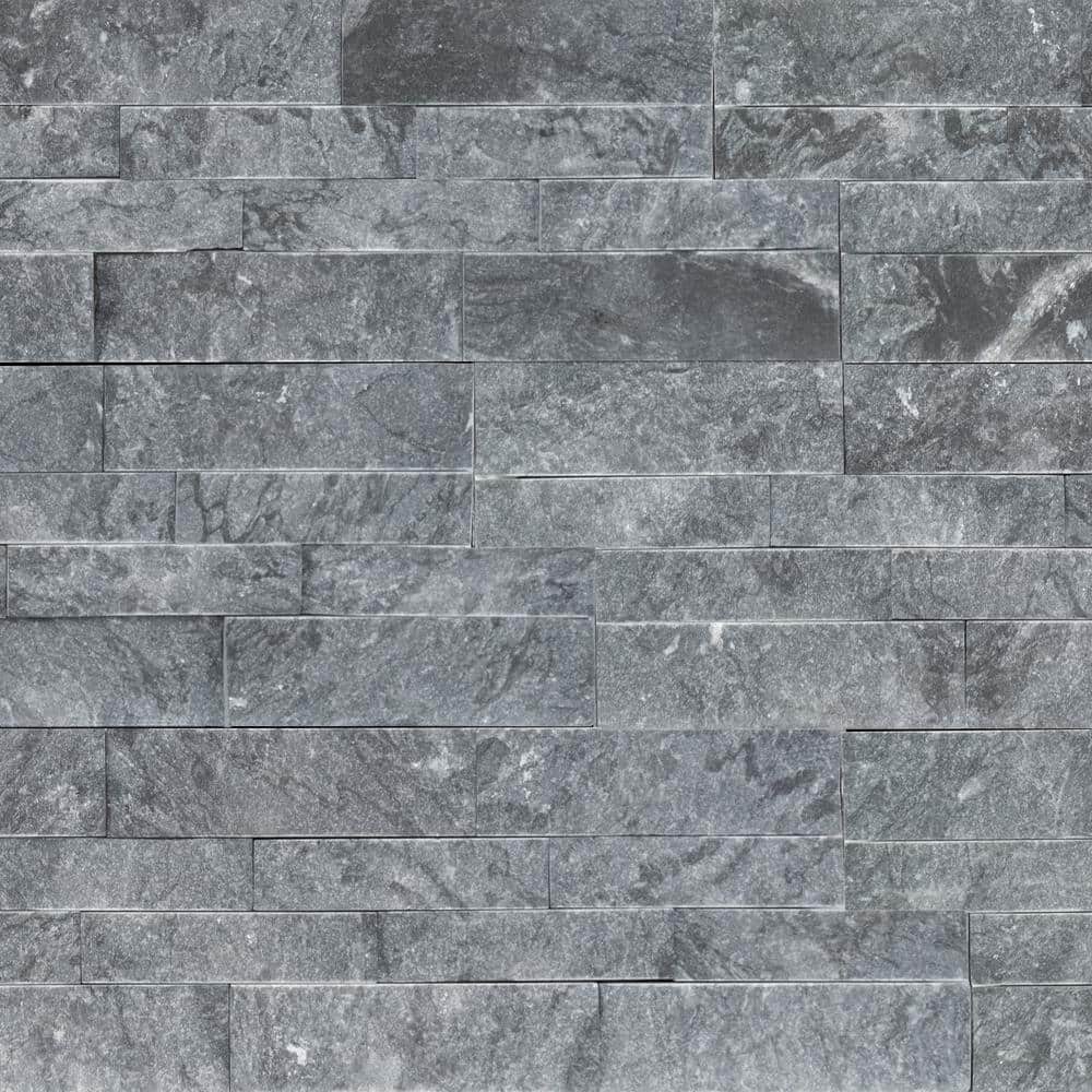 Take Home Tile Sample - Glacial Grey 6 in. x 6 in. Splitface Ledger Panel Natural Marble Wall Tile price history on PriceWatchPro