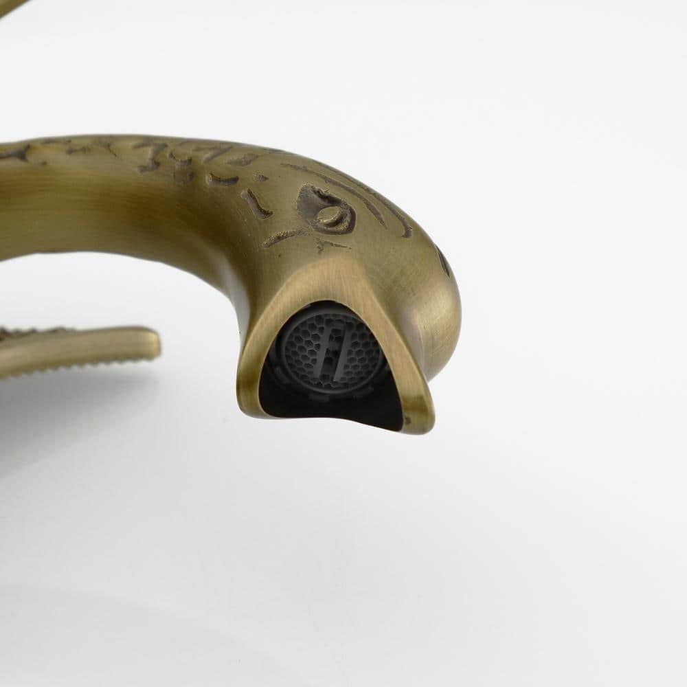 Antique Brass Swan-Shaped Single Handle Bathroom Faucet