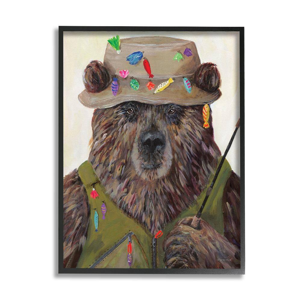 Fisherman Outfit Grizzly Bear Fishing by Kamdon Kreations 1-Piece Black Framed Animal Giclee Art Print 20 in. x 16 in. price history on PriceWatchPro