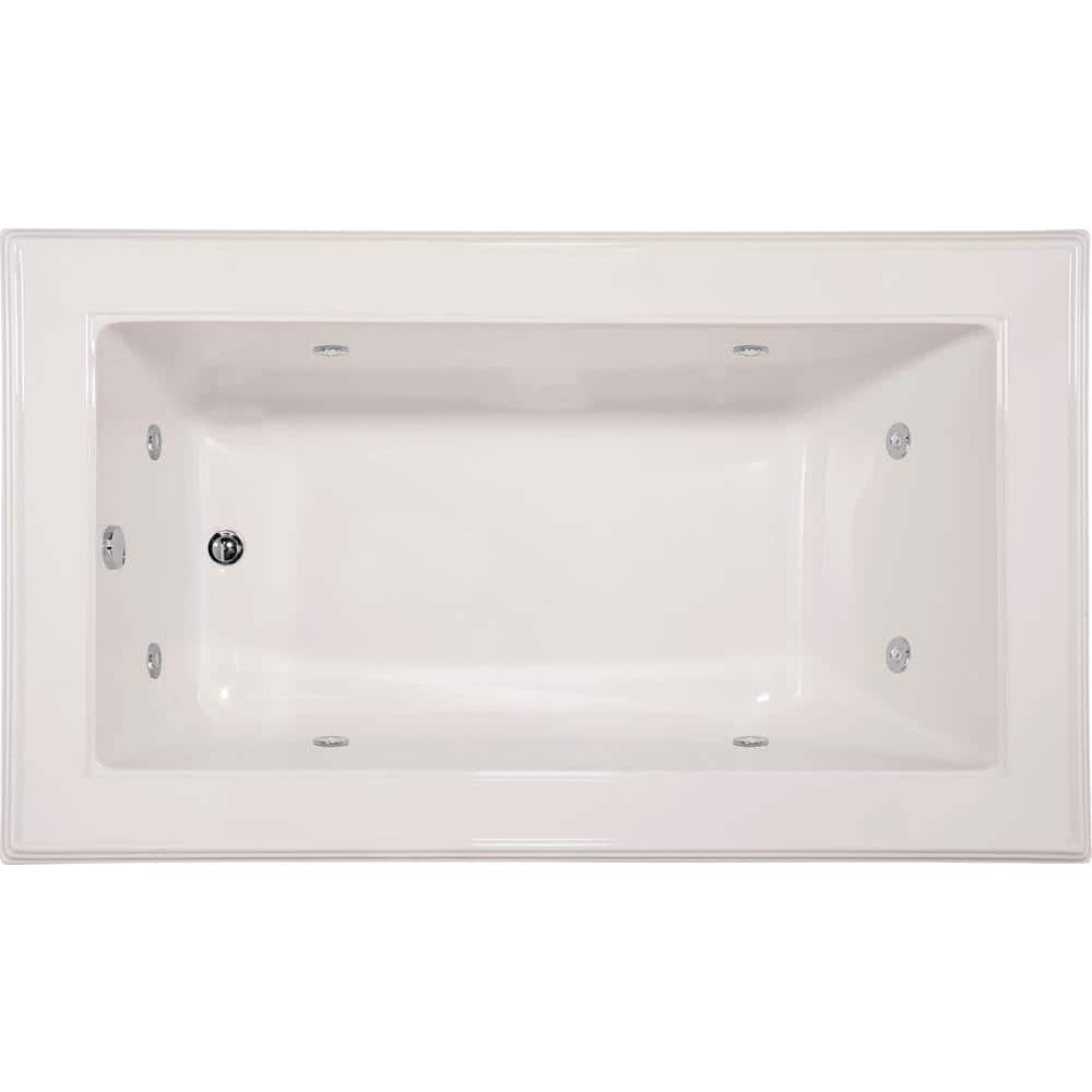 Angel 72'' x 42'' White Acrylic Drop-In Whirlpool Bathtub