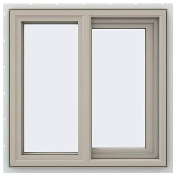 JELD-WEN 23.5 in. x 23.5 in. V-4500 Series Desert Sand Vinyl Right-Handed Sliding Window with Fiberglass Mesh Screen