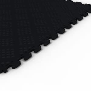 Multi-Purpose Black 18.3 in. x 18.3 in. PVC Garage Flooring Tile with Raised Diamond Pattern (6-Pieces)
