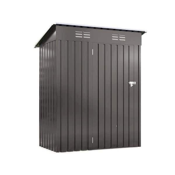 5 ft. W x 3 ft. D Gray Metal Outdoor Storage Shed Tool Shed with Pitched Roof and Lockable Door (15 sq. ft.)