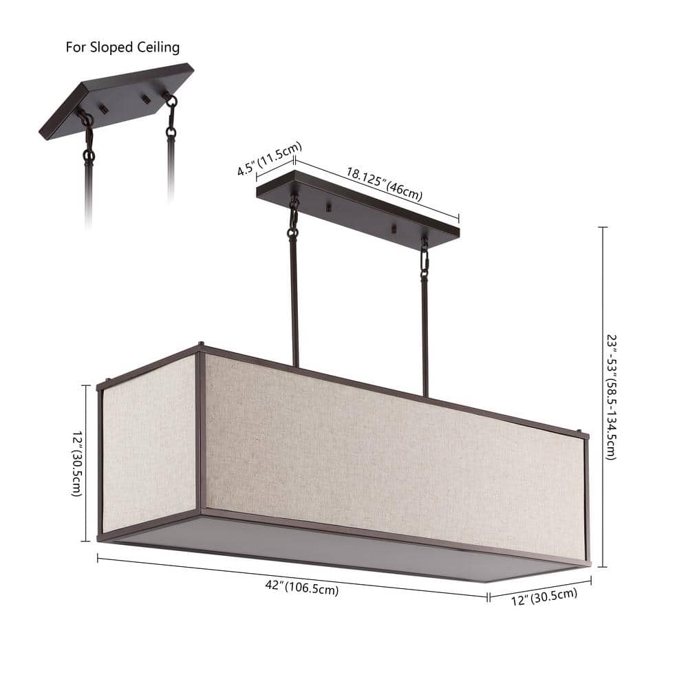 Cole 42" Oil Rubbed Bronze Linen LED Pendant Light