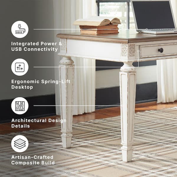 Signature DESIGN BY ASHLEY Realyn 60 in. Rectangular White/Brown 1
