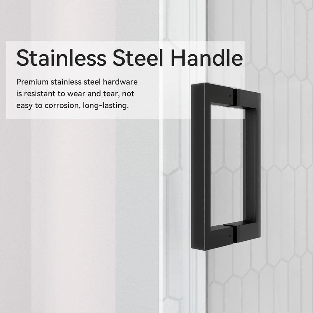 Matte Black Semi-Frameless Sliding Shower Door with Clear Glass