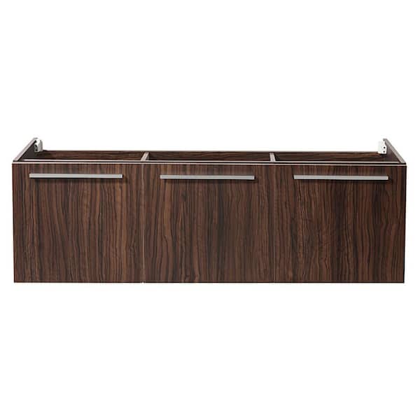 Fresca Vista 59 in. Modern Double Bathroom Wall Hung Vanity Cabinet Only in Walnut