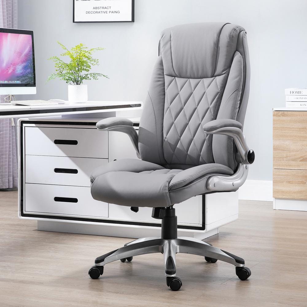 Gray Luxe Ergonomic High-Back Swivel Office Chair with Adjustable Arms