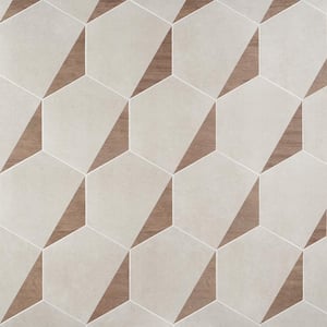 Klyda Wood Taupe 12.6 in. x 14.5 in. Matte Hexagon Porcelain Floor and Wall Tile (10.51 sq. ft. / Case)