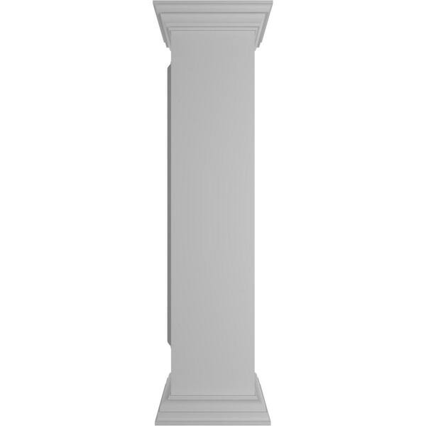Ekena Millwork Corner 48 in. x 10 in. White Box Newel Post with Panel, Flat Capital and Base Trim (Installation Kit Included)