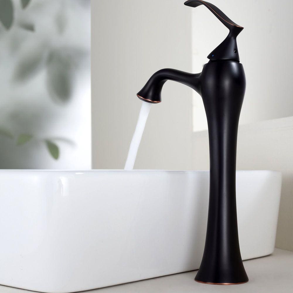 White Ceramic Rectangular Vessel Sink with Oil Rubbed Bronze Drain