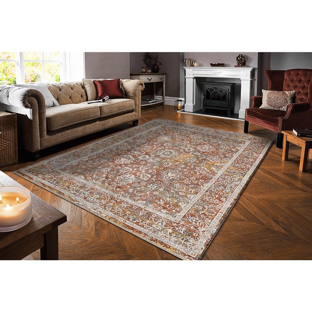 Skyler 5x8 Gray and Copper Synthetic Rectangular Rug