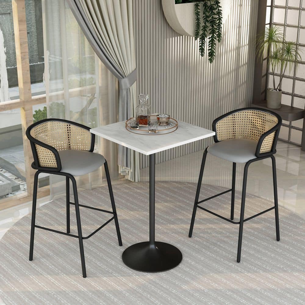 LeisureMod Verve 27 in. Square Bar Height Dining Table with White ...