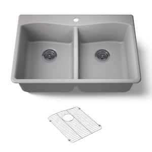 KOHLER Kennon Matte Grey Solid Surface 33 in. Single Bowl Drop-In