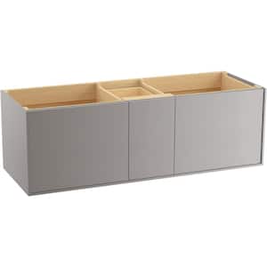 Jute 60 in. W x 22 in. D x 20 in. H Double Sink Floating Bath Vanity in Mohair Grey with White Quartz Top